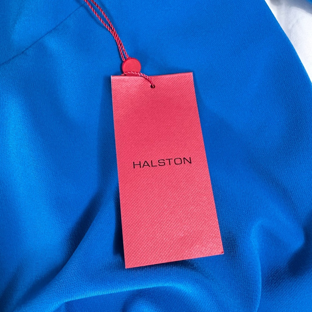 Halston Olivia Gown One Shoulder Peacock Azur Blue - Picture 10 of 15